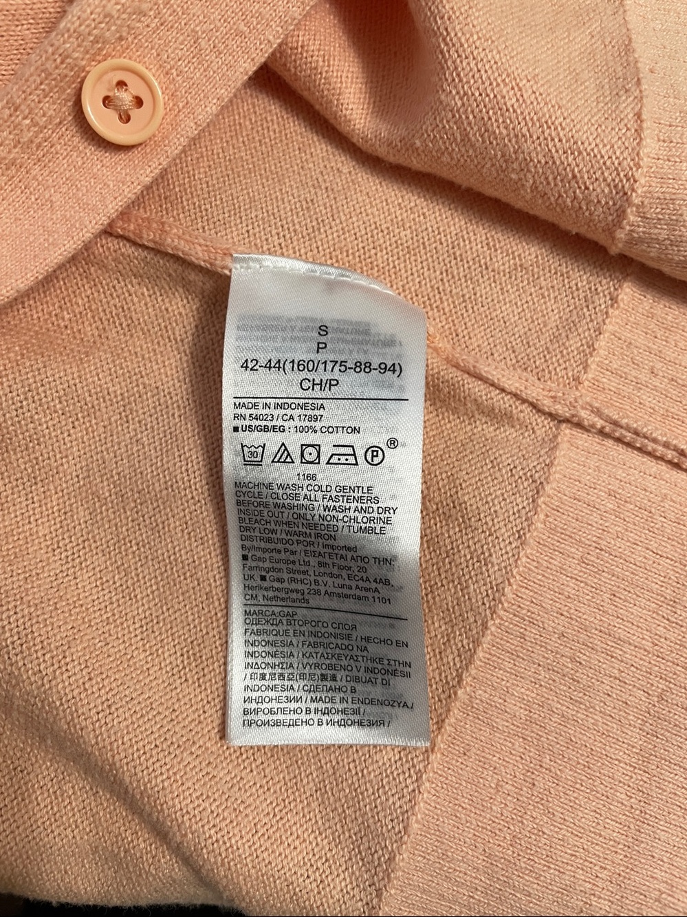 GAP Peach Button-Up Crewneck Cardigan - Picture 5 of 7